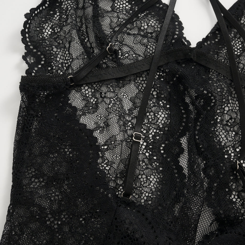 Midnight Whisper Lace Bodysuit Set