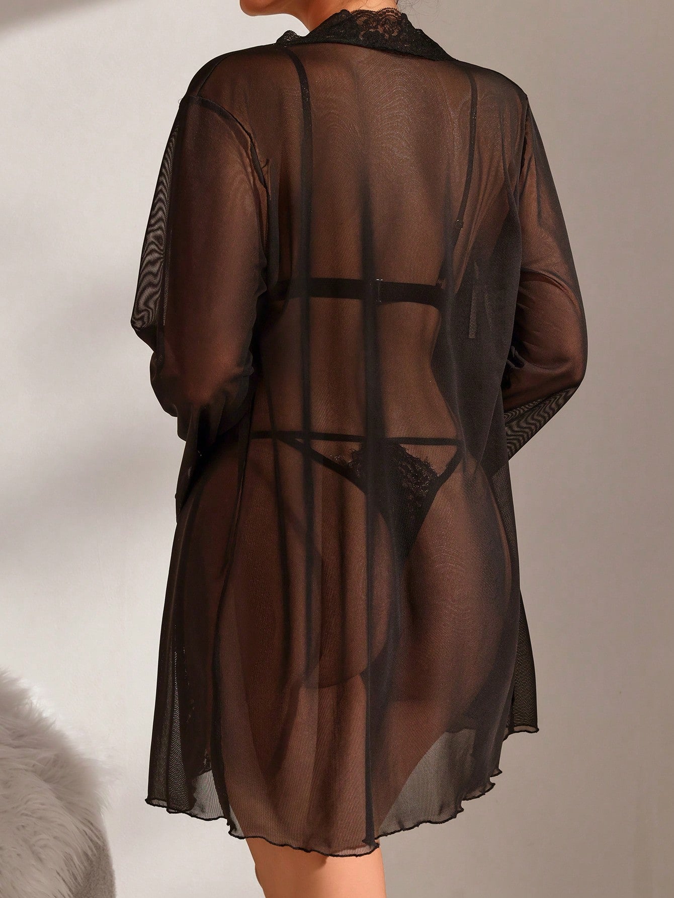 Three-Piece Black Lace Lingerie Set