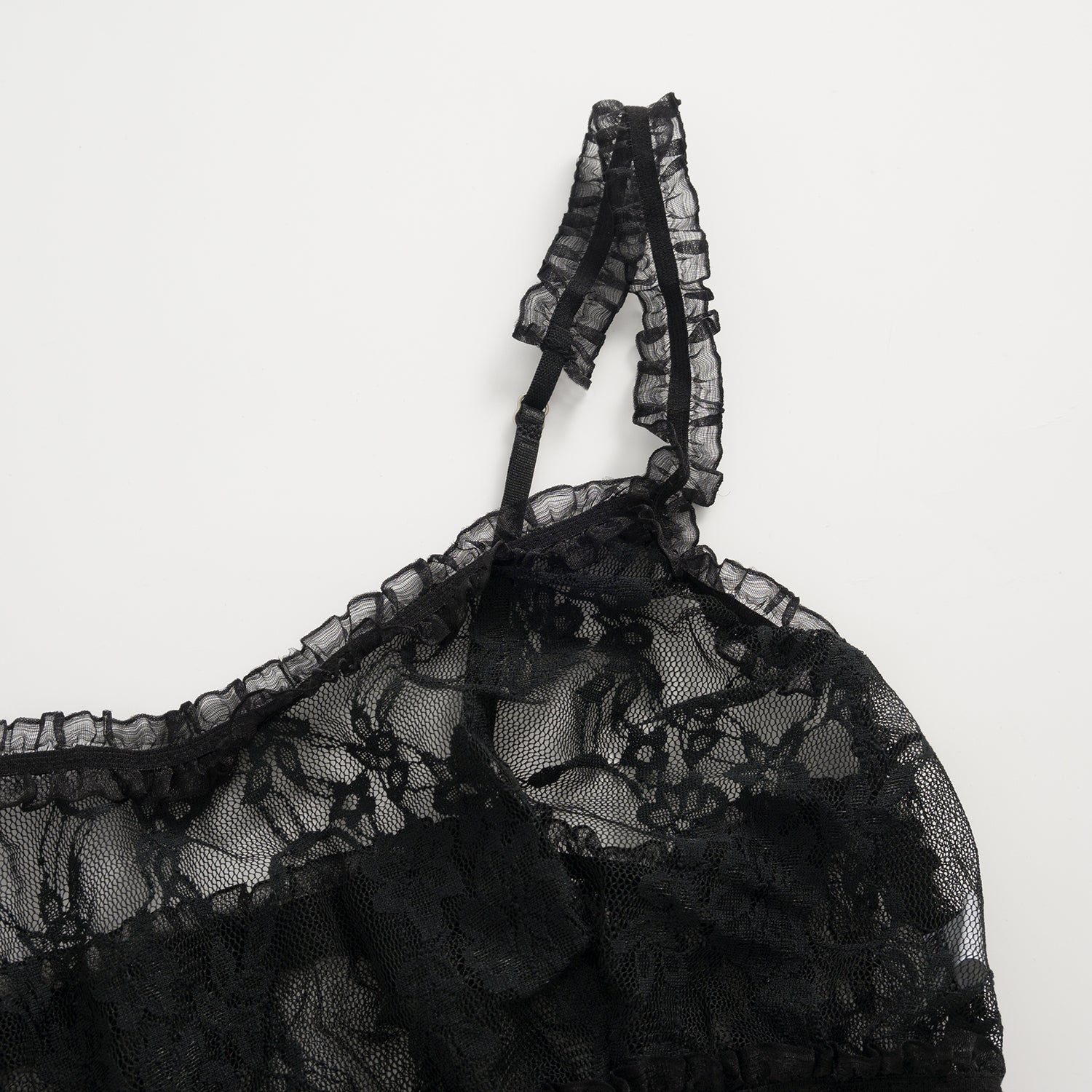 Sheer Black Lace 3-Piece Lingerie Set