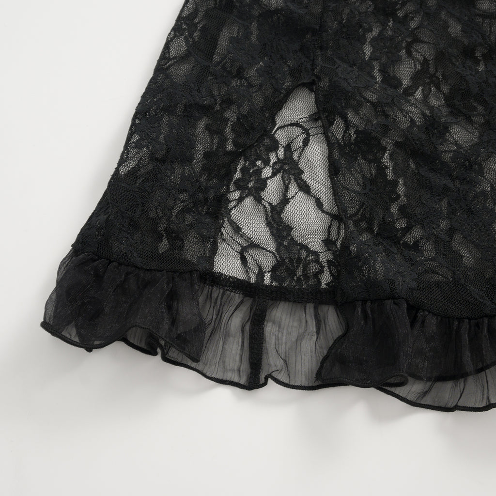 Sheer Black Lace 3-Piece Lingerie Set