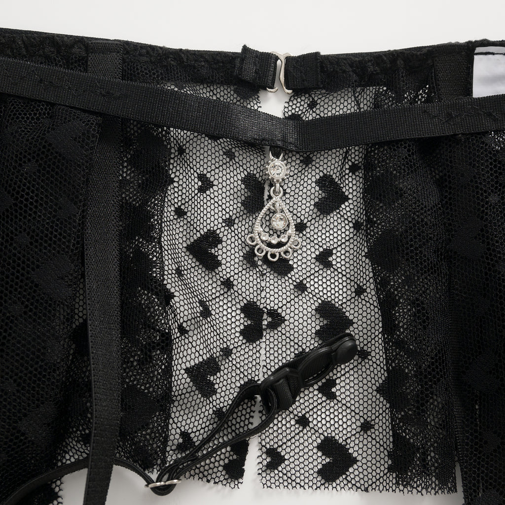 Noir Enchant Garter 3-Piece Lingerie Set