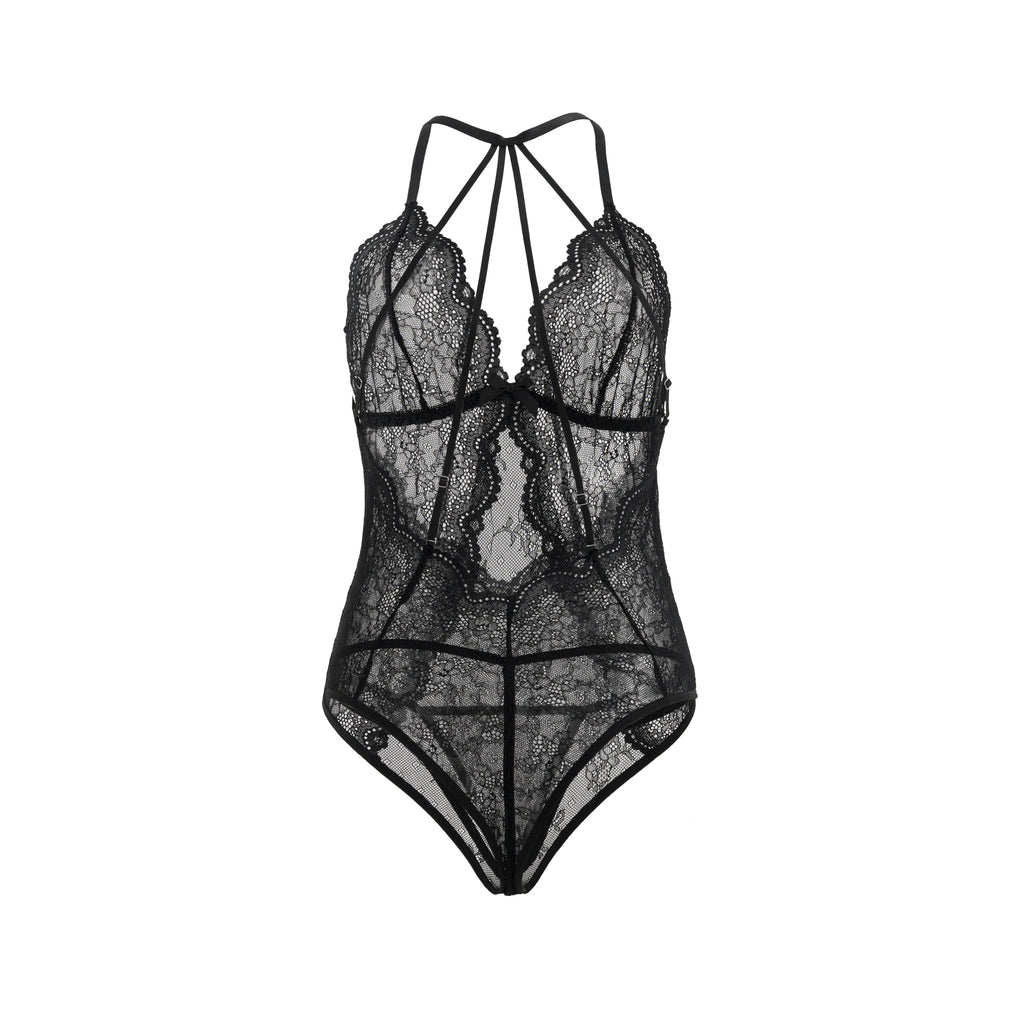 Midnight Whisper Lace Bodysuit Set