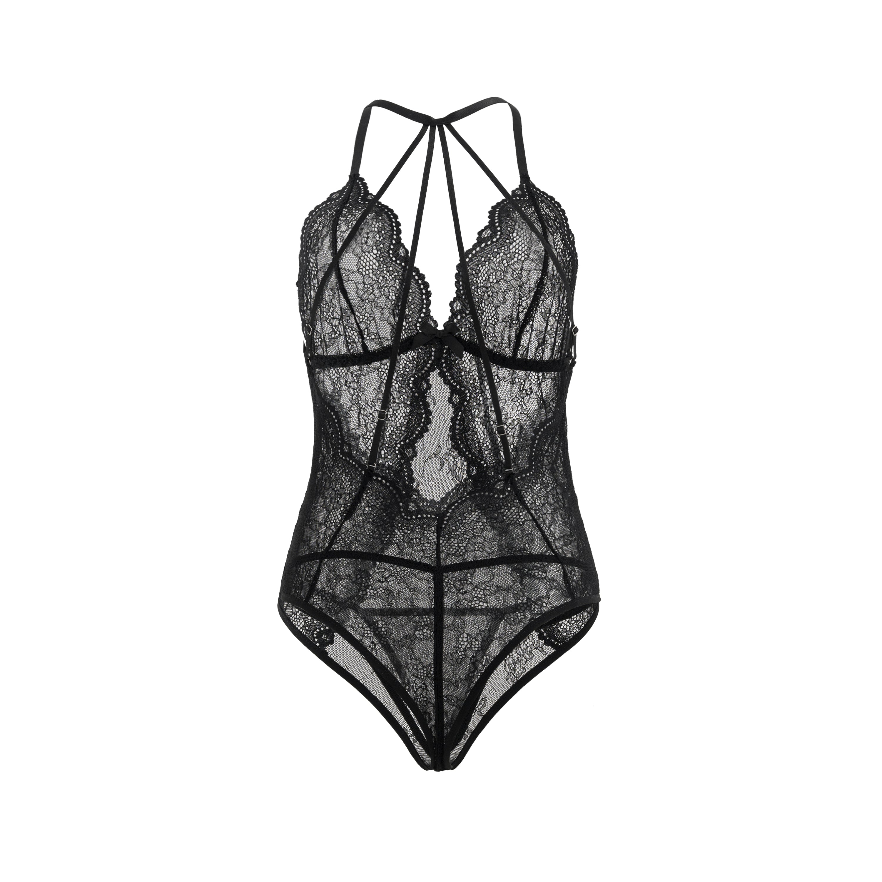 Midnight Whisper Lace Bodysuit Set
