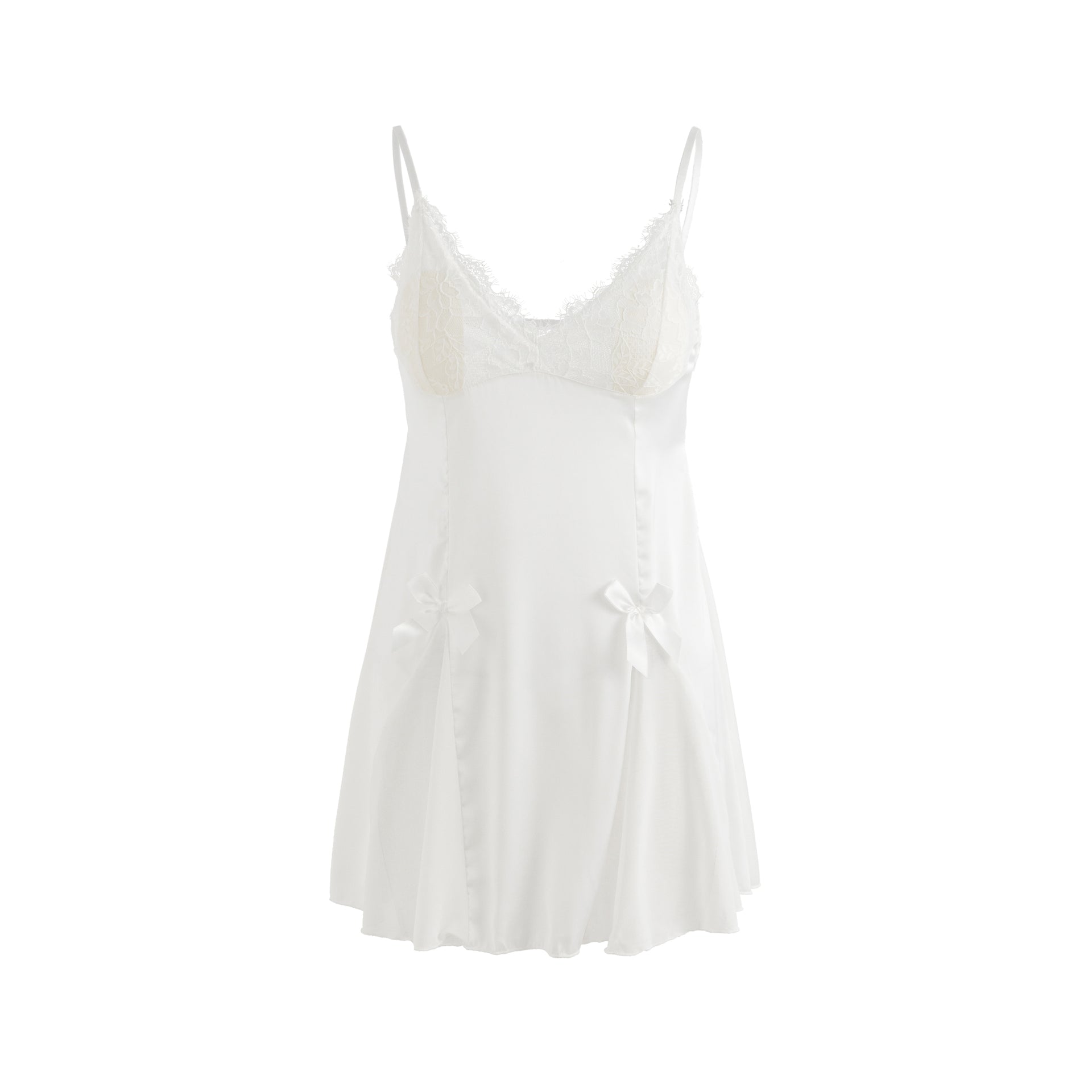 White Backless Mini Sleep Dress with Delicate Lace Detail – Sinselier