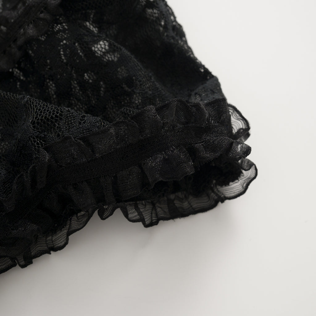 Sheer Black Lace 3-Piece Lingerie Set