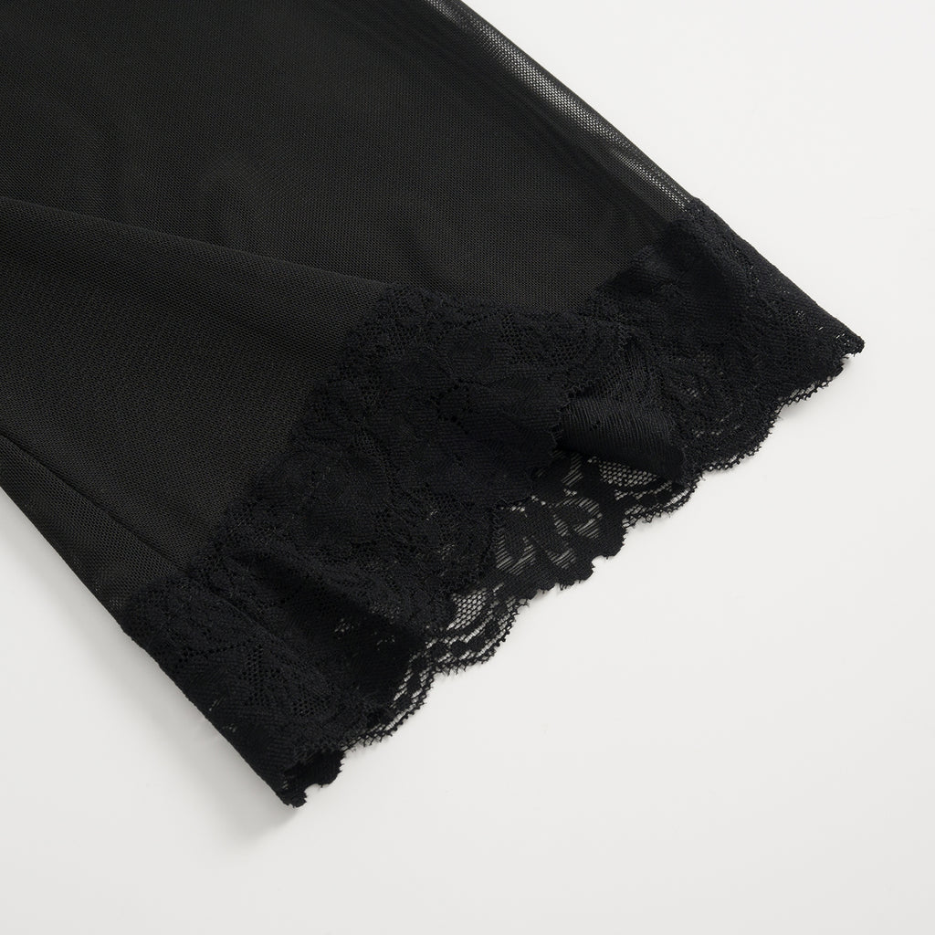 Three-Piece Black Lace Lingerie Set