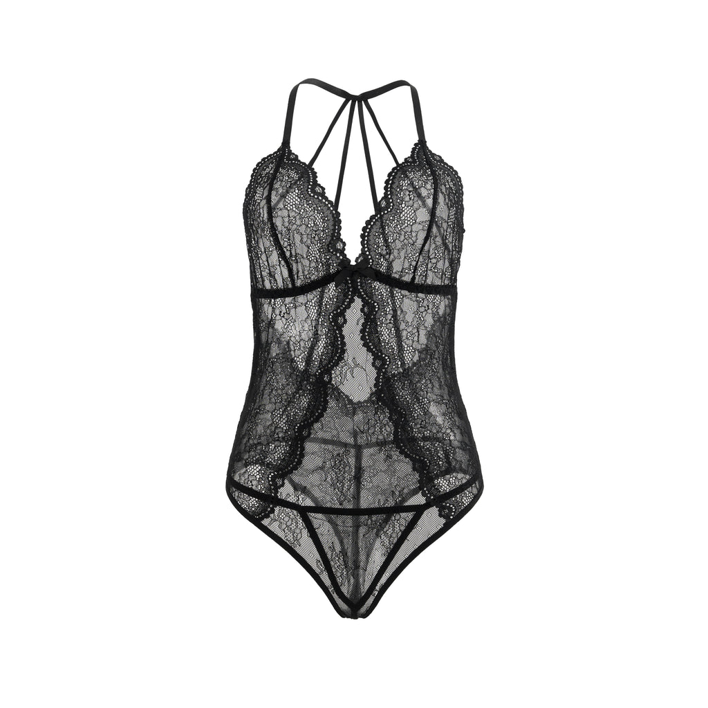 Midnight Whisper Lace Bodysuit Set
